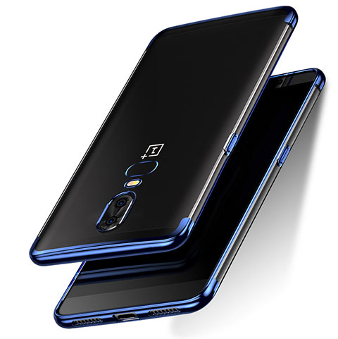 Housse Ultra Fine TPU Souple Transparente T05 pour OnePlus 6 Bleu