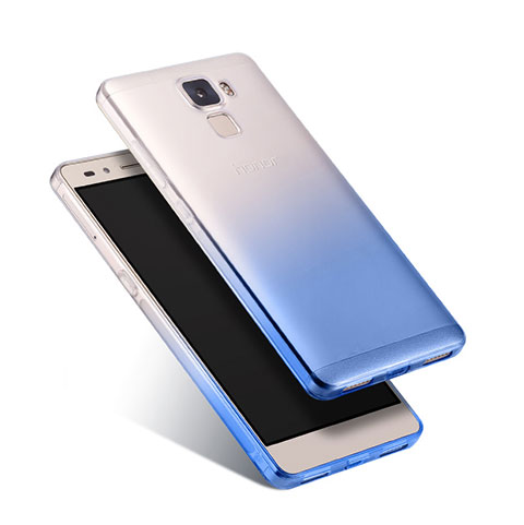 Housse Ultra Fine Transparente Souple Degrade pour Huawei Honor 7 Dual SIM Bleu