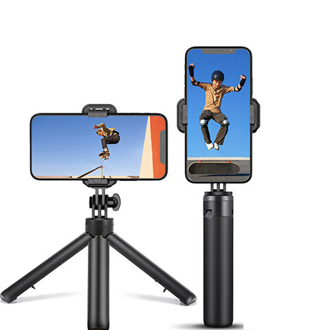 Perche de Selfie Trepied Sans Fil Bluetooth Baton de Selfie Extensible de Poche Universel T12 Noir