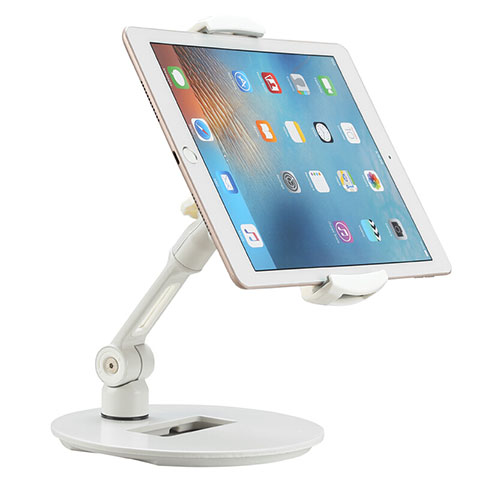 Support de Bureau Support Tablette Flexible Universel Pliable Rotatif 360 H06 pour Apple iPad Air 3 Blanc