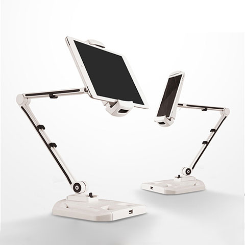 Support de Bureau Support Tablette Flexible Universel Pliable Rotatif 360 H07 pour Apple iPad 2 Blanc