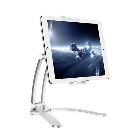 Support de Bureau Support Tablette Flexible Universel Pliable Rotatif 360 K05 pour Apple iPad 4 Argent