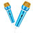 3.5mm Mini Microphone de Poche Elegant Karaoke Haut-Parleur avec Support M03 Bleu Petit