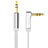 Cable Auxiliaire Audio Stereo Jack 3.5mm Male vers Male A02 Blanc Petit