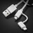 Chargeur Lightning Cable Data Synchro Cable Android Micro USB C01 pour Apple iPhone 13 Pro Argent Petit