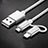 Chargeur Lightning Cable Data Synchro Cable Android Micro USB C01 pour Apple iPhone 14 Argent Petit