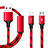 Chargeur Lightning Cable Data Synchro Cable Android Micro USB ML02 Rouge Petit
