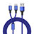 Chargeur Lightning Cable Data Synchro Cable Android Micro USB ML05 Bleu Petit