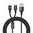 Chargeur Lightning Cable Data Synchro Cable Android Micro USB ML05 Noir Petit