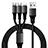 Chargeur Lightning Cable Data Synchro Cable Android Micro USB Type-C ML09 Noir Petit