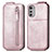 Coque Clapet Portefeuille Cuir S01D pour Motorola Moto E32 Or Rose Petit