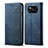 Coque Clapet Portefeuille Livre Tissu B01S pour Xiaomi Poco X3 NFC Bleu