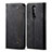 Coque Clapet Portefeuille Livre Tissu H01 pour OnePlus 8 Noir