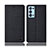 Coque Clapet Portefeuille Livre Tissu H13P pour Oppo Reno6 Pro 5G Noir