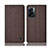 Coque Clapet Portefeuille Livre Tissu H14P pour OnePlus Nord N300 5G Marron Petit