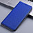 Coque Clapet Portefeuille Livre Tissu H21P pour Samsung Galaxy A6 Plus (2018) Bleu