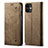 Coque Clapet Portefeuille Livre Tissu pour Apple iPhone 12 Kaki