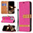 Coque Clapet Portefeuille Livre Tissu pour Apple iPhone 14 Pro Rose Rouge Petit