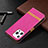 Coque Clapet Portefeuille Livre Tissu pour Apple iPhone 14 Pro Rose Rouge Petit