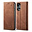 Coque Clapet Portefeuille Livre Tissu pour Huawei Honor 70 5G Marron