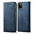 Coque Clapet Portefeuille Livre Tissu pour Samsung Galaxy M12 Bleu