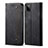 Coque Clapet Portefeuille Livre Tissu pour Samsung Galaxy M12 Noir