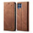 Coque Clapet Portefeuille Livre Tissu pour Samsung Galaxy M32 4G Marron