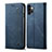Coque Clapet Portefeuille Livre Tissu pour Samsung Galaxy M32 5G Bleu