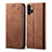 Coque Clapet Portefeuille Livre Tissu pour Samsung Galaxy M32 5G Marron