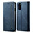 Coque Clapet Portefeuille Livre Tissu pour Samsung Galaxy S20 5G Bleu