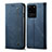 Coque Clapet Portefeuille Livre Tissu pour Samsung Galaxy S20 Ultra 5G Bleu