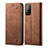 Coque Clapet Portefeuille Livre Tissu pour Xiaomi Mi 10T 5G Marron