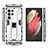 Coque Contour Silicone et Plastique Housse Etui Mat avec Aimant Magnetique Support A03 pour Samsung Galaxy S23 Ultra 5G Blanc