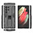 Coque Contour Silicone et Plastique Housse Etui Mat avec Aimant Magnetique Support A03 pour Samsung Galaxy S23 Ultra 5G Noir