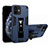 Coque Contour Silicone et Plastique Housse Etui Mat avec Aimant Magnetique Support H01 pour Apple iPhone 12 Mini Bleu