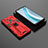 Coque Contour Silicone et Plastique Housse Etui Mat avec Aimant Magnetique Support KC2 pour Huawei Honor Magic3 5G Rouge