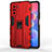Coque Contour Silicone et Plastique Housse Etui Mat avec Aimant Magnetique Support KC2 pour Xiaomi Mi 11i 5G Rouge