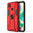 Coque Contour Silicone et Plastique Housse Etui Mat avec Aimant Magnetique Support KC2 pour Xiaomi Redmi 9 Activ Rouge