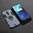 Coque Contour Silicone et Plastique Housse Etui Mat avec Aimant Magnetique Support pour OnePlus 7T Pro 5G Bleu