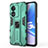 Coque Contour Silicone et Plastique Housse Etui Mat avec Aimant Magnetique Support pour Oppo A58 5G Vert