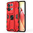 Coque Contour Silicone et Plastique Housse Etui Mat avec Aimant Magnetique Support pour Oppo Reno8 Pro+ Plus 5G Rouge