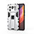 Coque Contour Silicone et Plastique Housse Etui Mat avec Aimant Magnetique Support pour Xiaomi Mi 11 Ultra 5G Blanc