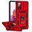 Coque Contour Silicone et Plastique Housse Etui Mat avec Aimant Magnetique Support Q01W pour Samsung Galaxy S20 FE 4G Rouge