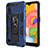 Coque Contour Silicone et Plastique Housse Etui Mat avec Aimant Magnetique Support T01 pour Samsung Galaxy A01 SM-A015 Bleu