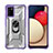 Coque Contour Silicone et Plastique Housse Etui Mat avec Magnetique Support Bague Anneau J02S pour Samsung Galaxy A02s Violet