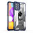Coque Contour Silicone et Plastique Housse Etui Mat avec Magnetique Support Bague Anneau J02S pour Samsung Galaxy F22 4G Bleu