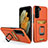Coque Contour Silicone et Plastique Housse Etui Mat avec Magnetique Support Bague Anneau J03S pour Samsung Galaxy S22 5G Orange