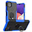 Coque Contour Silicone et Plastique Housse Etui Mat avec Magnetique Support Bague Anneau JX1 pour Samsung Galaxy F42 5G Bleu