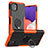 Coque Contour Silicone et Plastique Housse Etui Mat avec Magnetique Support Bague Anneau JX1 pour Samsung Galaxy F42 5G Orange