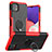 Coque Contour Silicone et Plastique Housse Etui Mat avec Magnetique Support Bague Anneau JX1 pour Samsung Galaxy F42 5G Rouge